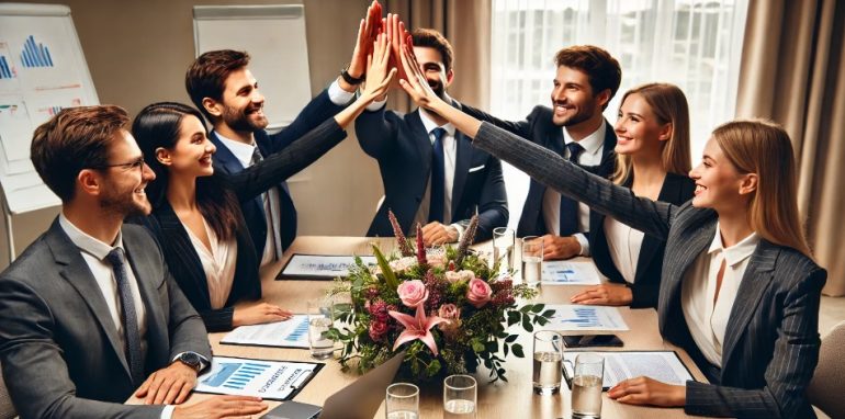 Запуск автоматической линии и заказ цветов с доставкой для празднования успеха